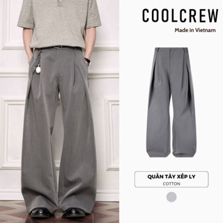 Quần Tây Xếp Ly 2025 COOLCREW Ống Rộng Phong Cách Tây Âu Nam Nữ