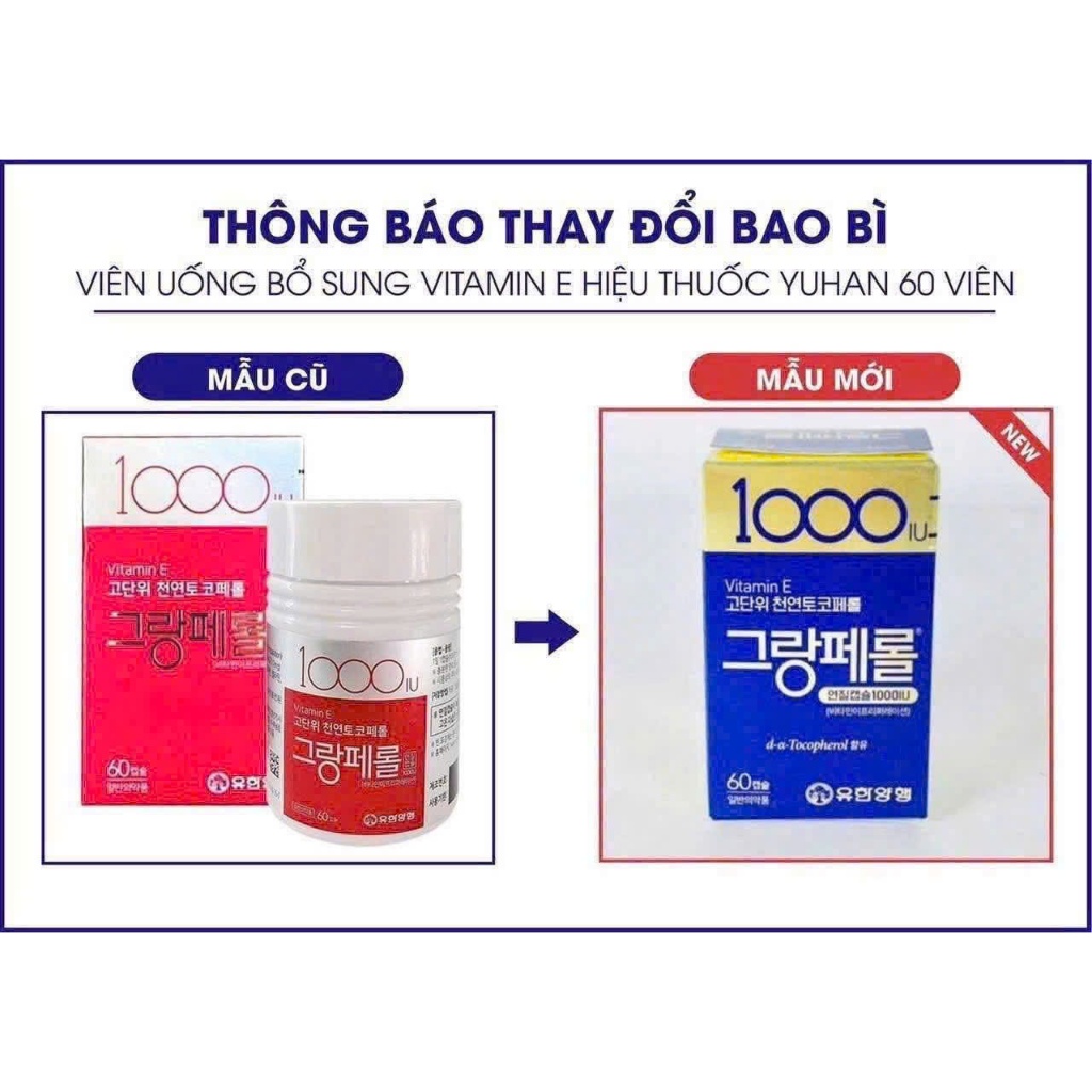 Vitamin E Hàn Quốc 1000IU Hộp 60 viên