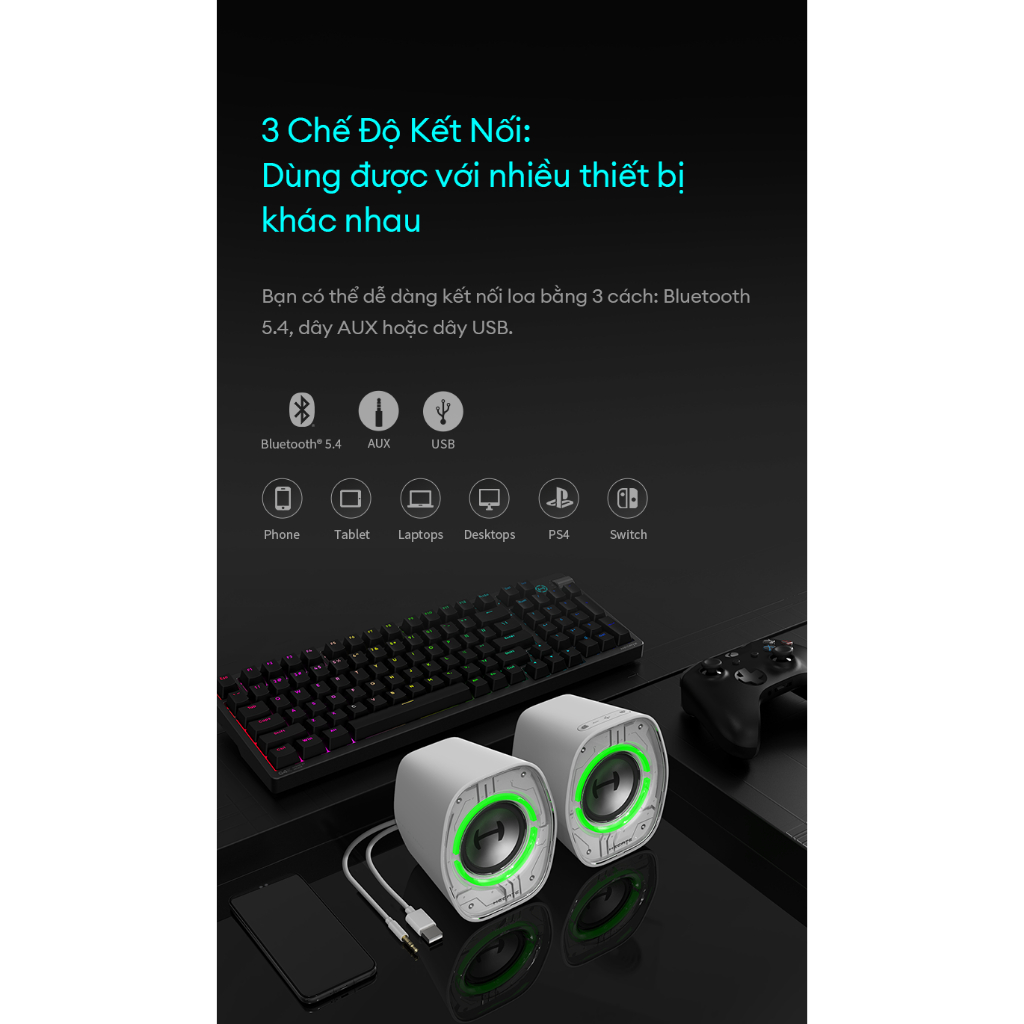 Loa Máy Tính Bluetooth EDIFIER G1000 II | Công Suất 4W | Củ Loa Toàn Dải | 9 Hiệu Ứng Đèn Led | Bảo Hành 15 Tháng | BigBuy360 - bigbuy360.vn