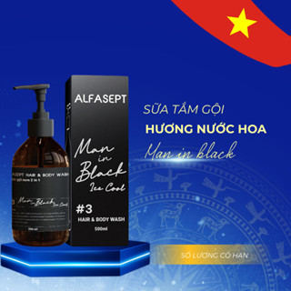  Sữa Tắm Gội Nam 2IN1 ALFASEPT Man In Black Ice Cool Hương Nước Hoa Làm Sạch Bụi Bẩn  500ml  
