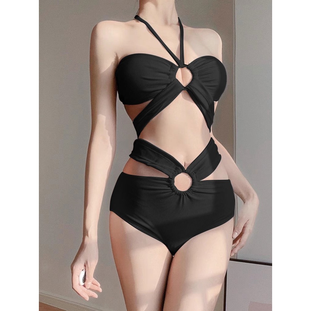 [BIKINI 2 MẢNH NỮ] Đồ bơi nữ áo cúp khoen mix quần màu đen sang chảnh (không kèm khăn) | BigBuy360 - bigbuy360.vn