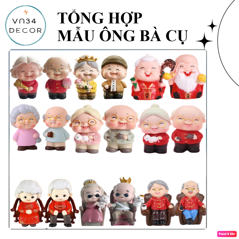Các mẫu Ông Bà Trang Trí Bánh Kem Bánh Sinh Nhật, Mô Hình Ông Bà Decor Bánh Tiệc