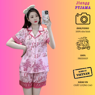   CHẤT  Đồ bộ Nữ Jiangg Pijjama kèm hoa lá CHẤT LỤA mềm mại size 40kg - 75kg 
