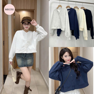  Áo Khoác Nỉ Croptop Cúc Cài Bo Viền Dáng Ngắn Mecixi - T211 