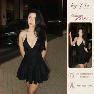 Đầm yếm xoè tafta xước Tafta Dress Byveestyle