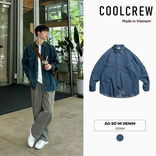 Áo Sơ Mi Denim Dài Tay Ver2 COOLCREW Nam Nữ Áo Sơ Mi Basic Form Rộng Phong Cách Hàn Quốc Đơn Giản