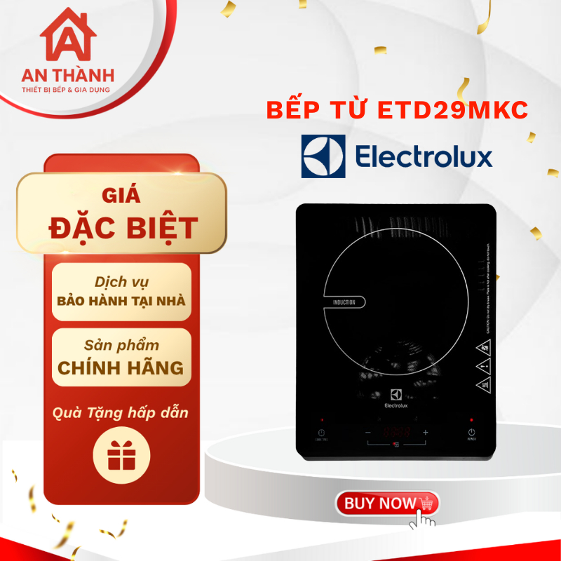 Bếp từ Electrolux ETD29MKC, 2000W Nấu Ăn Nhanh, Tiết Kiệm Điện, Chịu Lực, Chịu Nhiệt Tốt