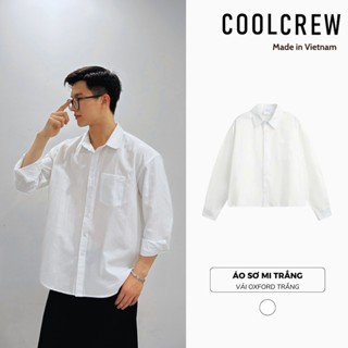  Áo Sơ Mi Trắng COOLCREW Vải Oxford Họa Tiết Đơn Giản Basic Phong Cách Hàn Quốc 