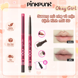  PinkPunk Chì Kẻ Viền Môi Lip Liner Bút kẻ Bọng Mắt Sáp Kết Cấu Căng Mọng 0.25g Tặng Kèm Cọ Son 