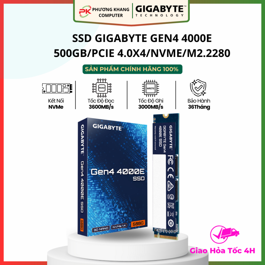 Ổ Cứng SSD Gigabyte Gen4 4000E 500GB/PCIe 4.0x4/NVMe/M2.2280 (BH 36T)