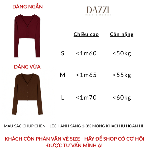 [MỞ BÁN] Áo khoác Cardigan có khuy chất cotton co dãn DAZZI Women K01-2 | BigBuy360 - bigbuy360.vn
