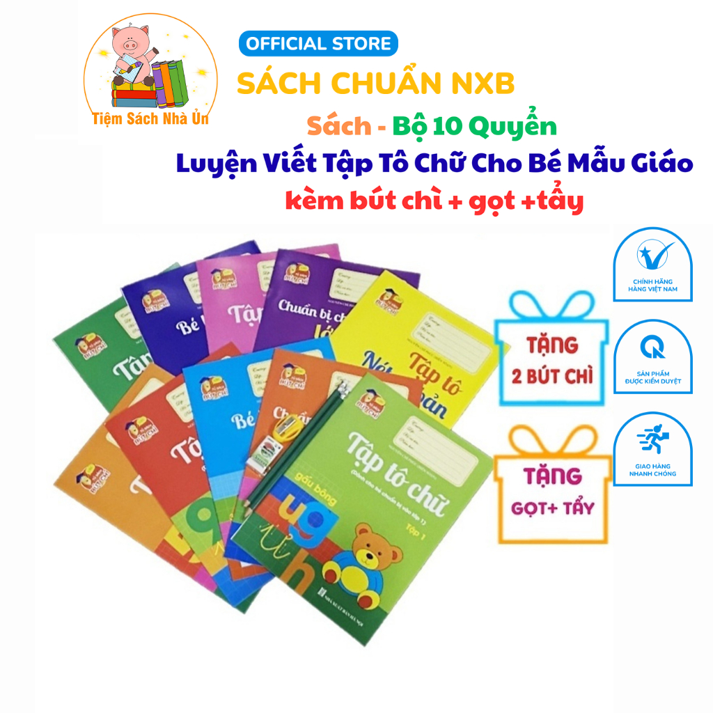 Sách - Bộ 10 Quyển Luyện Viết Tập Tô Chữ Cho Bé Mẫu Giáo