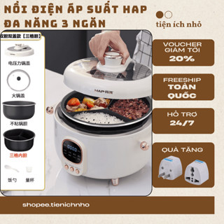  Nồi Điện Áp Suất HAP Đa Năng 3 Ngăn 4L 2 ngan  - HÀNG CHÍNH HÃNG- Bảo Hành 12 Tháng 