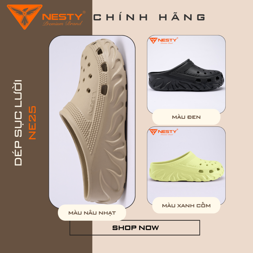 [CHÍNH HÃNG] Dép sục biểu tượng ngọn lửa tặng kèm Charm 3D thương hiệu Nesty NE25