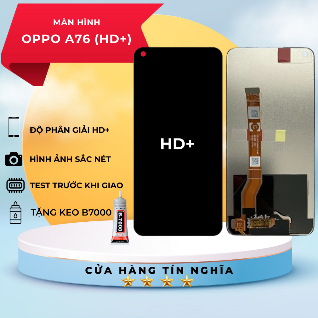 MÀN HÌNH OPPO A76 / A36 / A36S ZIN - ĐEN TẶNG KEO B7000
