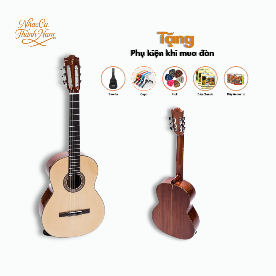 Đàn Guitar classic cao cấp C250j Ba Đờn tặng Full phụ kiện (capo, pick, bộ dây thay thế, bao da)