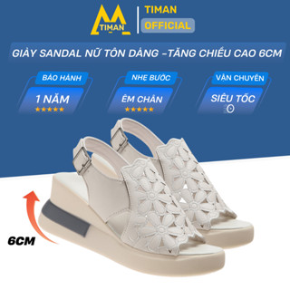  Giày sandal nữ Timanvn XN82  đế xuồng đi học 6 phân cao gót kiểu xỏ ngón dáng bánh mì bảo hành 1 năm 