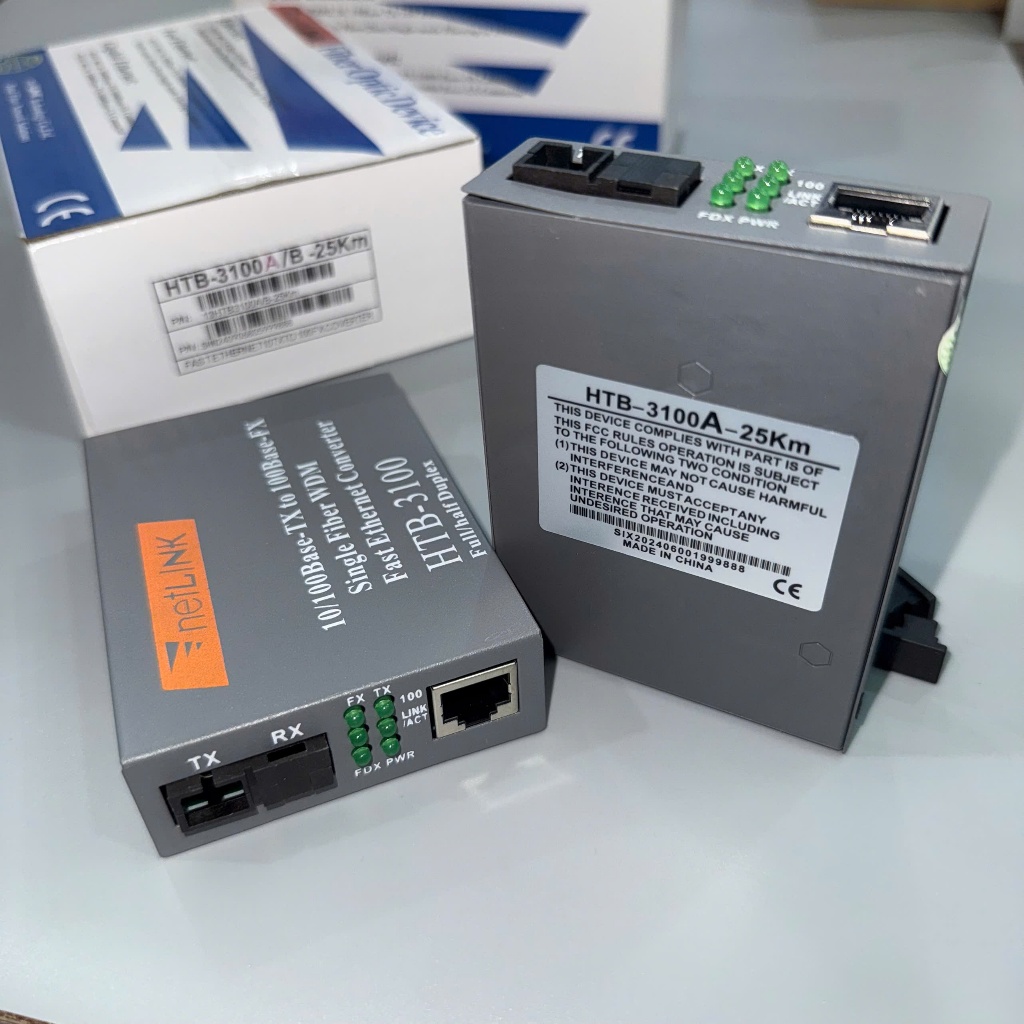 HTB 3100AB Bộ chuyển đổi quang điện 1 sợi chính hãng Netlink 25km loại 10/100