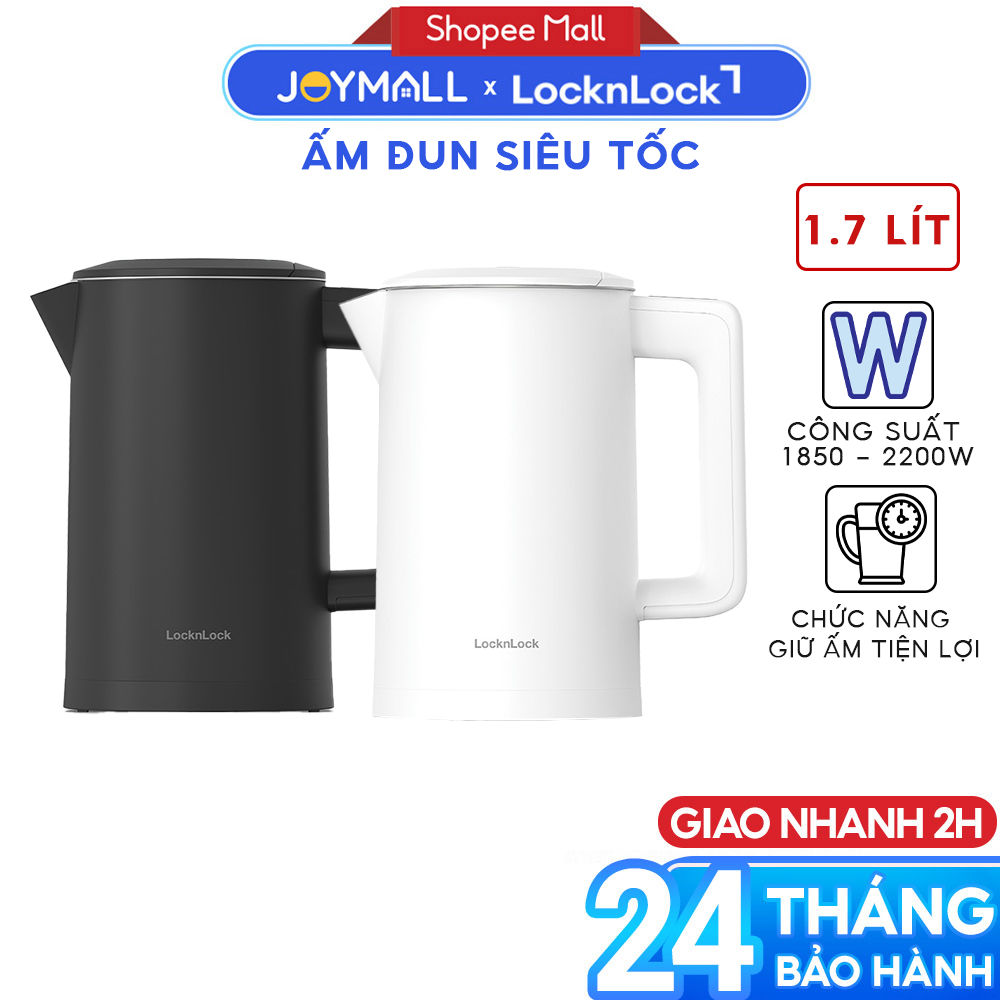 Ấm Đun Siêu Tốc LocknLock Electric Kettle 1.7L EJK226 2200W, Hiện Nhiệt Độ, Giữ Ấm - JoyMall