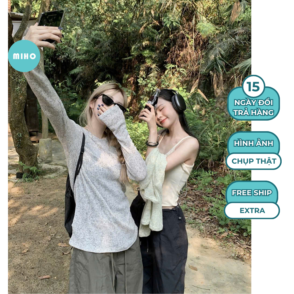 Áo Thun Thu Đông Cổ Tròn Chất Len Dệt Dài Tay Miho House | BigBuy360 - bigbuy360.vn