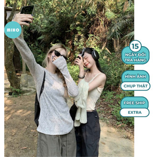 Áo thun thu đông cổ tròn chất len dệt Miho House