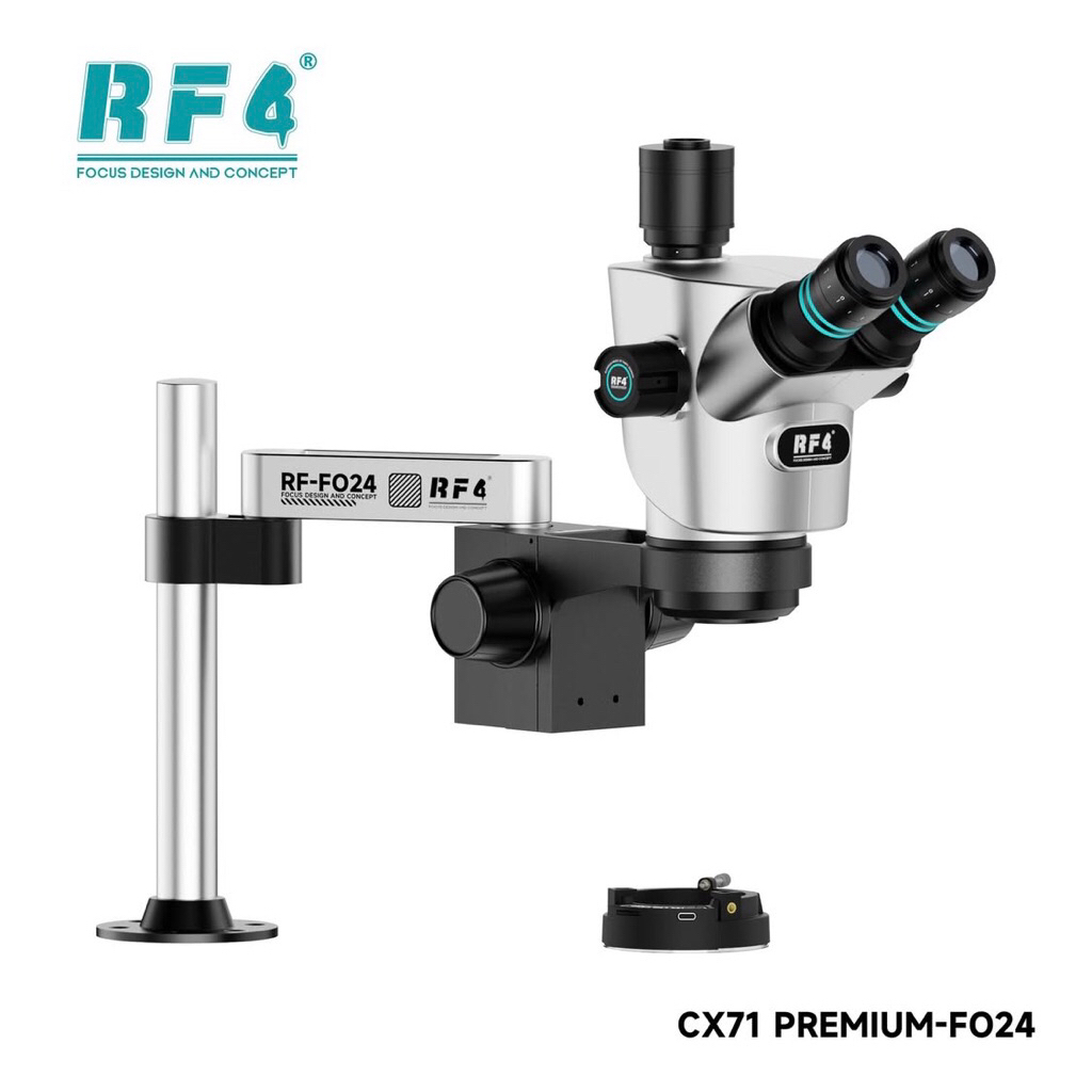 KÍNH HIỂN VI 3 MẮT KÉP CAO CẤP RF4 CX71P-FO24 ZOOM 6.5–65X I Chống mỏi mắt – cổ |  Gắn camera | Chân