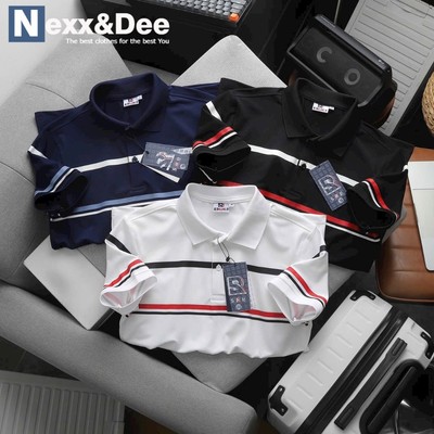 Áo thun POLO nam cá sấu phối sọc ngang có cổ bẻ trung niên lịch lãm big size 3XL Nexx&Dee cao cấp CS42