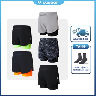 Quần Short 2 lớp Nam BAZIK SPORT Speed Up 2 in 1 thoáng khí, thấm hút mồ hôi, Running, Gym