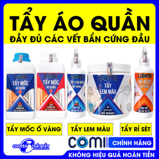 Tẩy áo quần, tẩy mốc, tẩy ố vàng, tẩy lem màu và tẩy rỉ sét áo quần, tẩy trắng tẩy sạch COMI