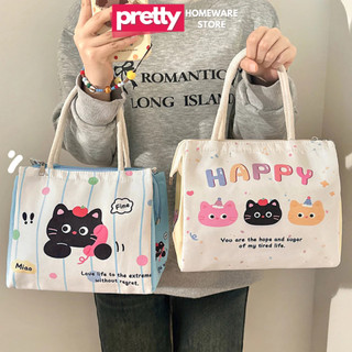  Túi Đựng Cơm Giữ Nhiệt Vải Canvas Hình Dễ Thương Túi Hộp Cơm Văn Phòng Đi Học Picnic Tiện Lợi 