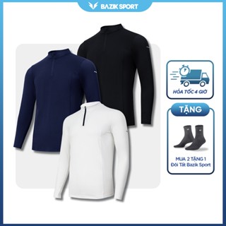 Áo Thun Dài Tay Nam Cổ Trụ 1/4 Zip BAZIK SPORT Relax Fit co giãn 4 chiều, vận động thoải mái, giữ nhiệt tốt