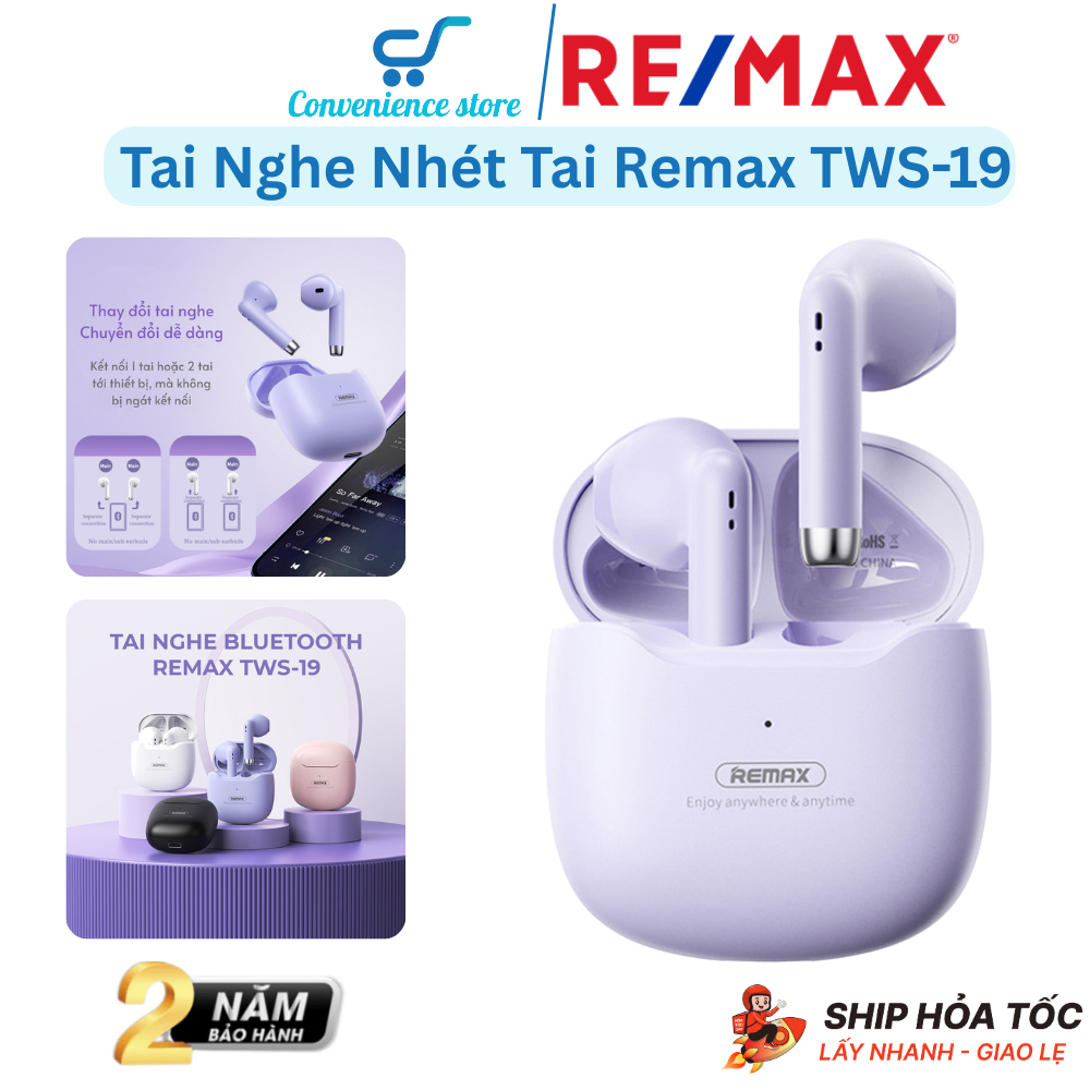 Tai Nghe Bluetooth TWS Remax TWS-19 Marshmallow Series V5.3 Pin 5H Cảm Ứng Chống Ồn Chân Sạc Type-C | BigBuy360 - bigbuy360.vn
