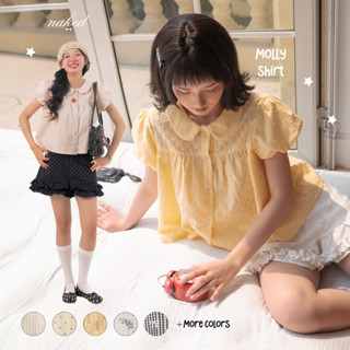 Áo babydoll tay bồng NAKEDbyV áo sơ mi tay bồng MOLLY SHIRT