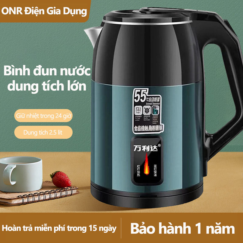 ONR-Ấm Đun Nước Điện 1.8L, Chống Bỏng Hai Lớp, Nhanh Chóng Đun Sôi Nước, Ấm Siêu Tốc Thuỷ Tinh