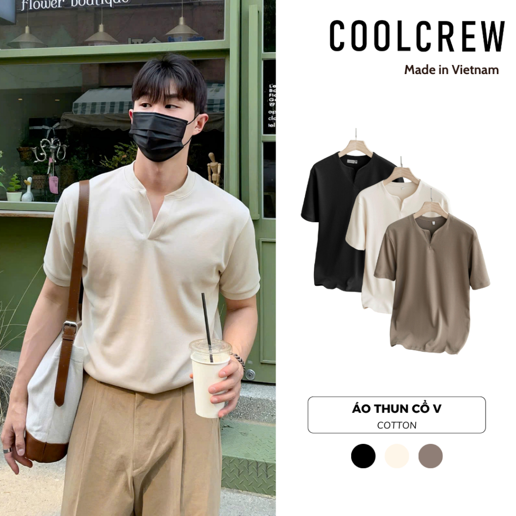 Áo Thun Nam Cổ V 𝐂𝐎𝐎𝐋𝐂𝐑𝐄𝐖 Chất Cotton Cao Cấp Co Giãn 2 Chiều Unisex Menswear | BigBuy360 - bigbuy360.vn