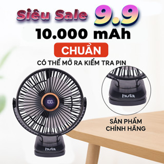 Quạt Tích Điện Kẹp Loại To HUTA Q22 Pin Trâu.Quạt Tích Điện Pin Khoẻ, Đèn RGB, Màn hình LED, Lồng Quạt 22Cm