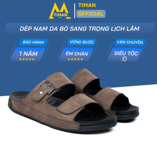 Dép da nam quai ngang dép lê đẹp xỏ ngón cao cấp cho nam trung niên sandal BH 1 năm DL116 TIMAN