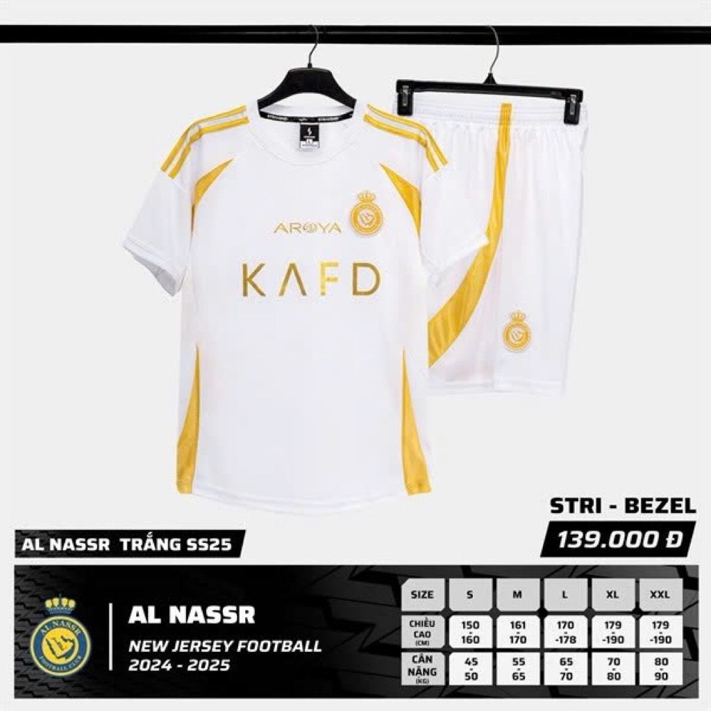[Hỗ trợ in tên số miễn phí] Áo bóng đá Al Nassr trắng SS25