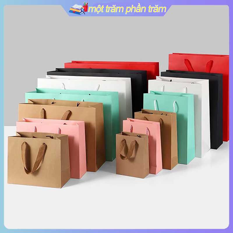 combo 10 Túi Giấy Kraft  Quai Dây Thừng Cao Cấp | Đựng Quà Tặng - Thời Trang - Đồ Handmade | Chống Rách, Thân Thiện Môi
