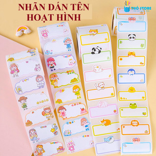  Cuộn tem nhãn dán sản phẩm cuộn nhãn vở hoạt hình miếng dán nhãn tên. tem đánh dấu phân loại sticker ghi chú 