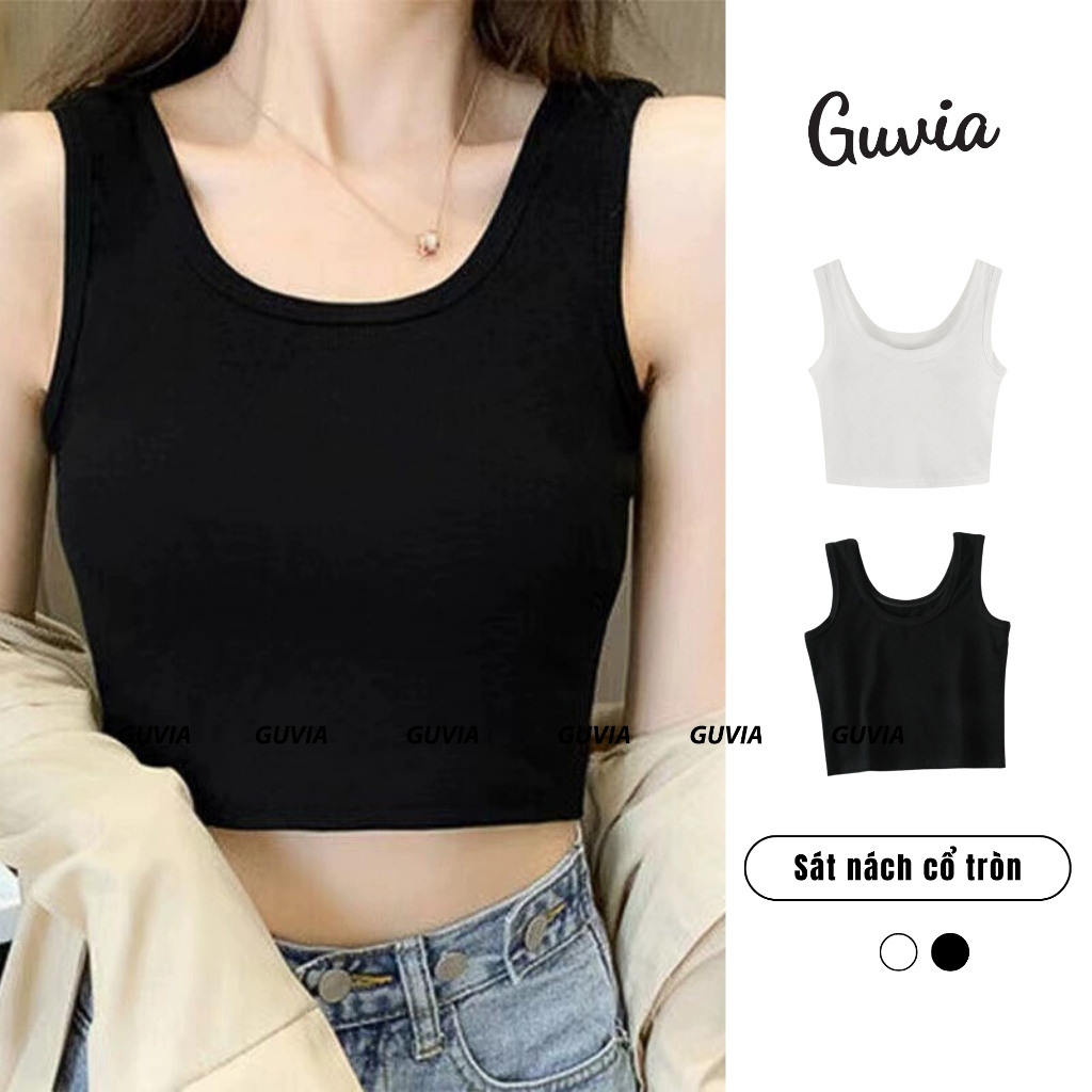 Áo Croptop Sát Nách Cổ Tròn Phong Cách, Áo Kiểu Nữ Chất Vải Tốt Mặc Đẹp GUVIA CR26