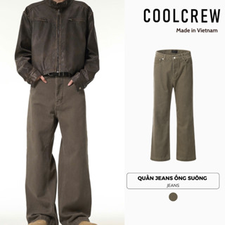 Quần Jeans Nam Ống Suông COOLCREW - Màu Nâu Rêu Casual Relax Straight Fit