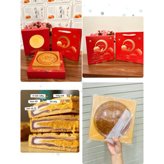 Bánh nướng nhân mochi khoai môn trứng muối chà bông ( 1 cái 500gr hộp quà tặng)