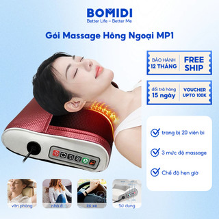  Máy Massage Cổ Vai Gáy Hồng Ngoại MP1 BOMIDI-20 Bi Xoay Gối Matxa Đa Năng 3 Cấp Độ Có Đảo Chiều 