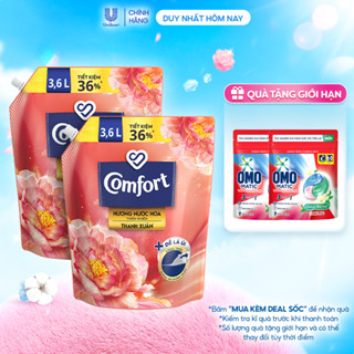 Combo 2 Nước xả làm mềm vải & giảm nhăn Comfort Đậm Đặc Hương Hoa Thiên Nhiên Thanh Xuân 3.6L