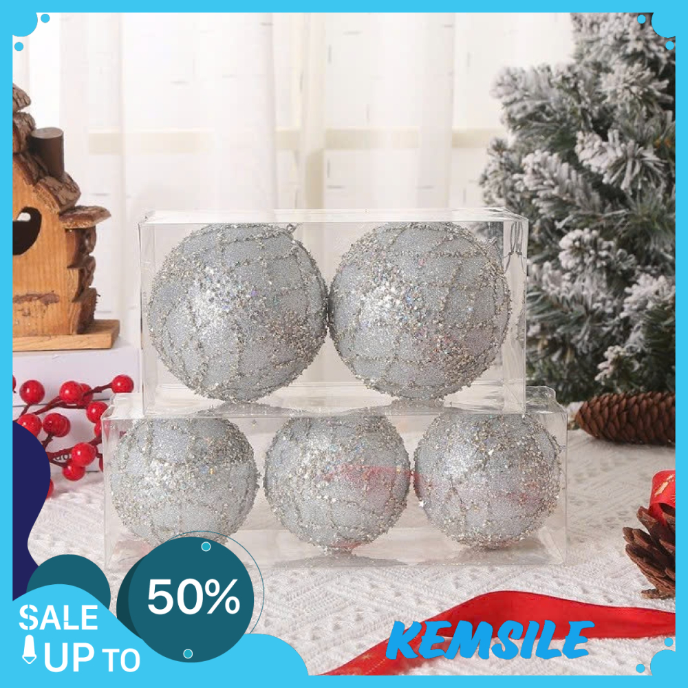 Set Quả Châu Xốp Lưới E69 Sang Trọng 8cm, 10cm Trang Trí Cây Thông Giáng Sinh KEMSS183