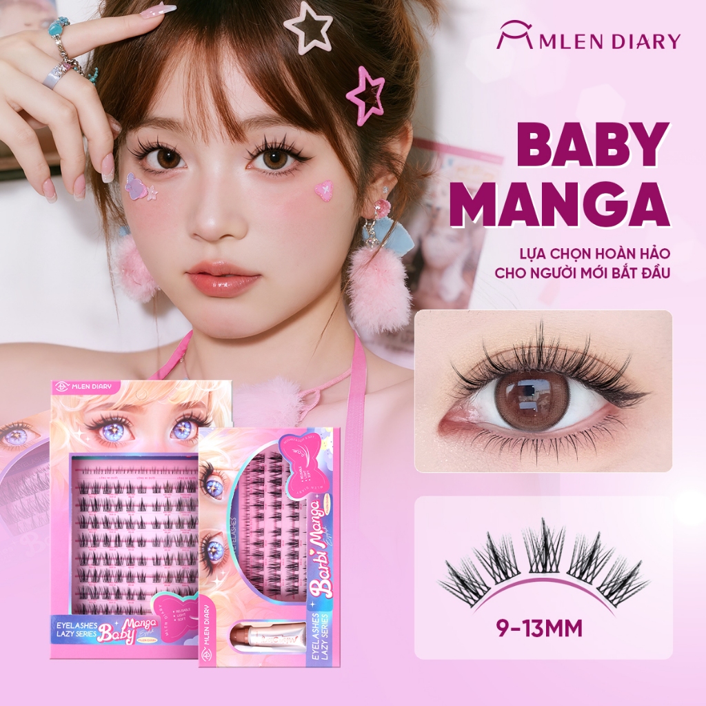 [KOL] Lông Mi Giả ANIME HOẠT HÌNH MLEN DIARY  Mi Cụm Mềm Mại Và Keo 4in1 Tự Nhiên Dễ Sử Dụng