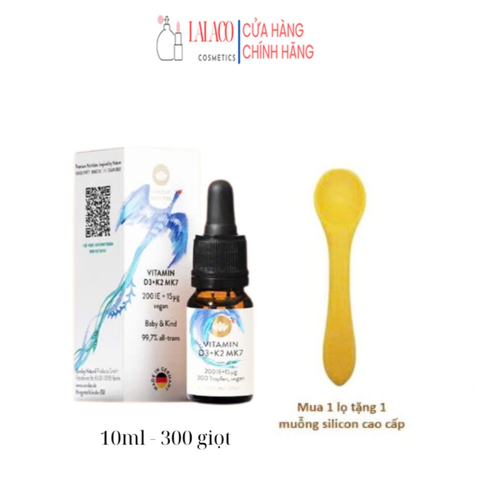 Sunday Natural - VITAMIN D3 + K2 MK7 200 IU + 15µg THUẦN CHAY cho trẻ em 0-4 tuổi