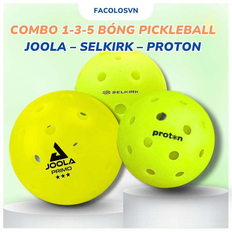 Combo 1-3-5 Bóng Pickleball Chính Hãng Joola Selkirk Proton – Độ Nảy Chuẩn, Bền Đẹp, Cao Cấp