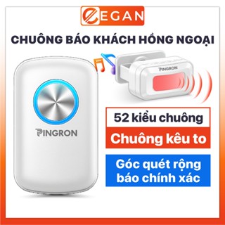 Chuông báo khách hồng ngoại rời PINGRON C10 - 52 kiểu chuông, kết nối chuông riêng không dây